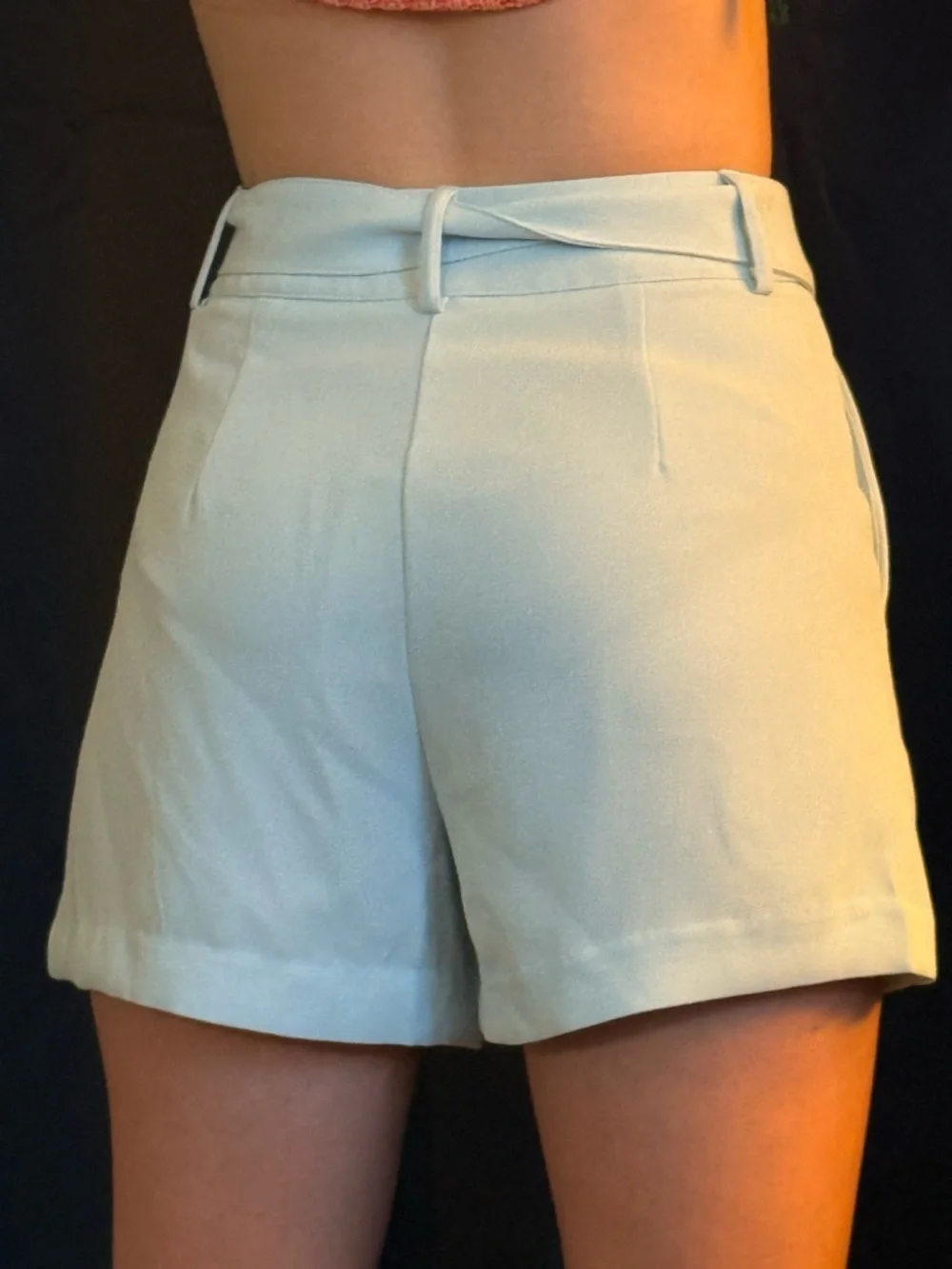 Francesca’s Light Blue Belted High Waist Shorts Tailored XS NWT